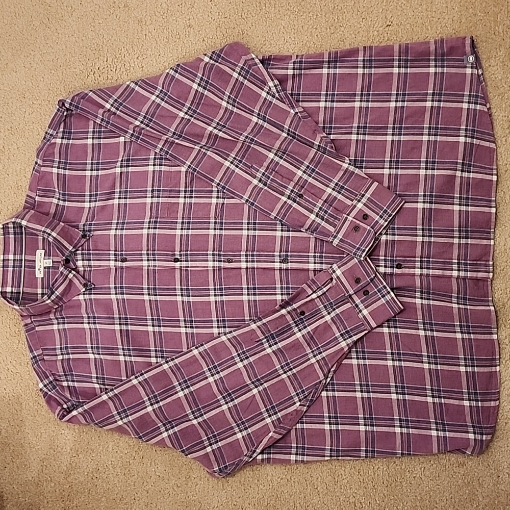 Peter Millar Dress Shirt Mens Purple/Blue Plaid Flannel Cotton Button Up size 2X